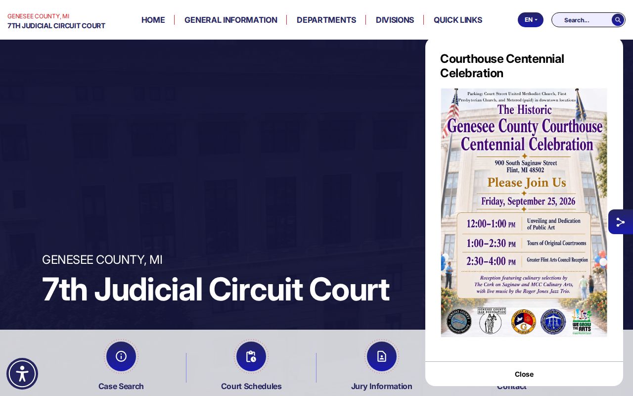 Genesee County arrest warrant search: 7th Judicial Circuit Court case search and department page